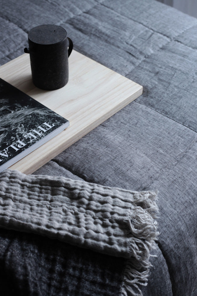 Roots Linen -torkkupeitto, grafiitinharmaa