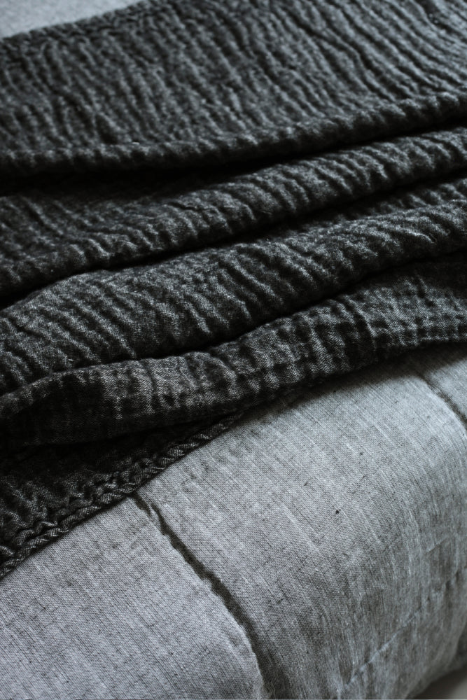 Roots Linen -torkkupeitto, grafiitinharmaa