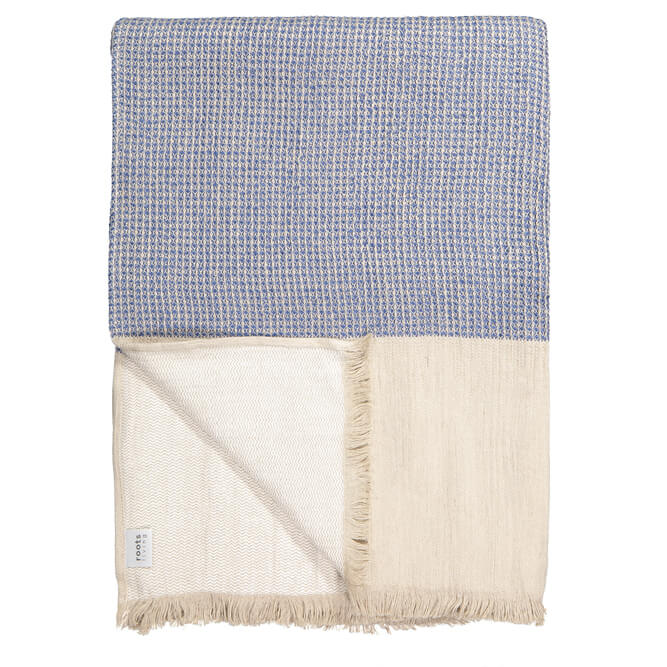 Waffle Linen Throw Blue
