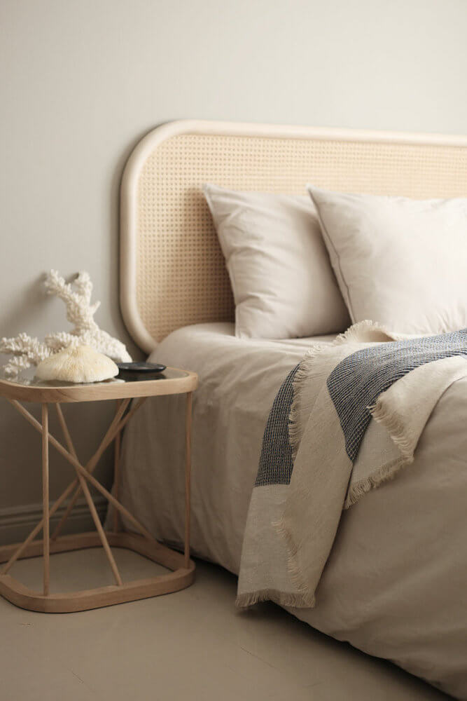 Blue Waffle Linen Throw interior