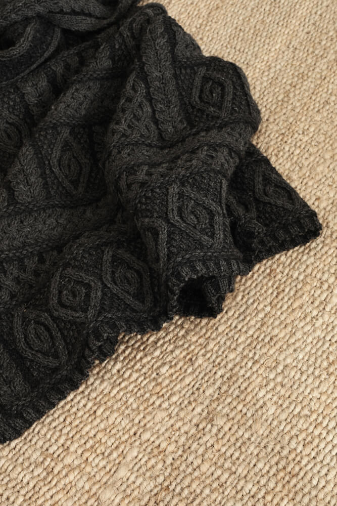 Knitted Wool Throw Black