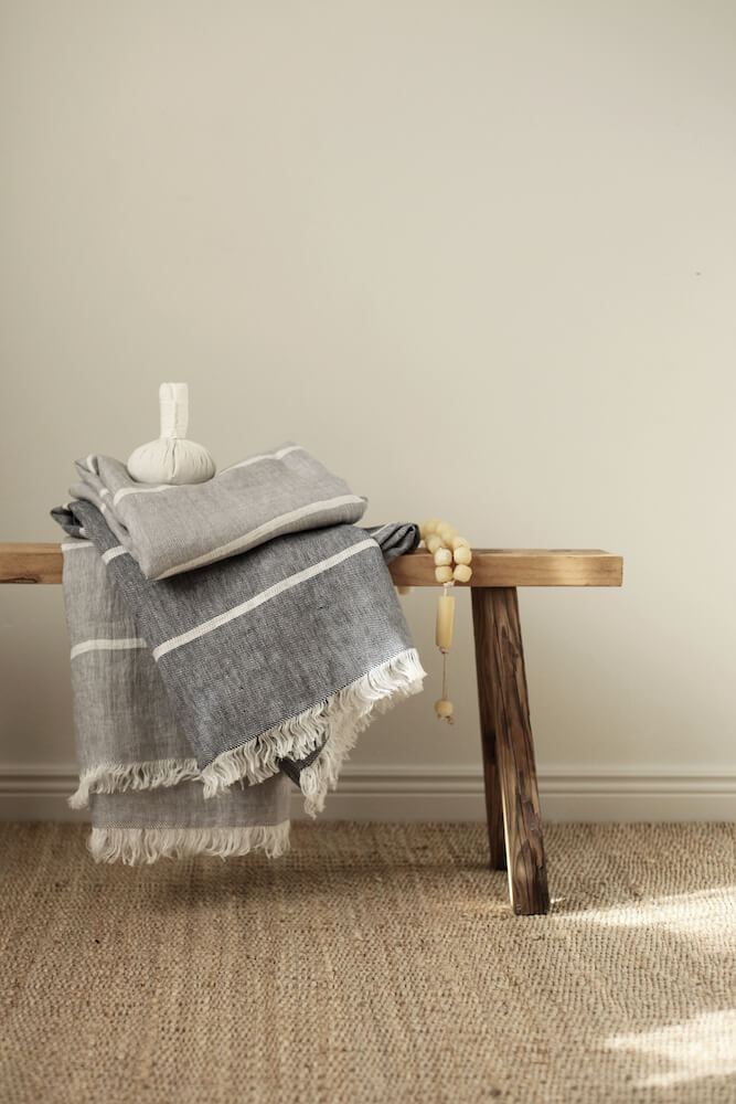 Gray Linen Beach Towel interior