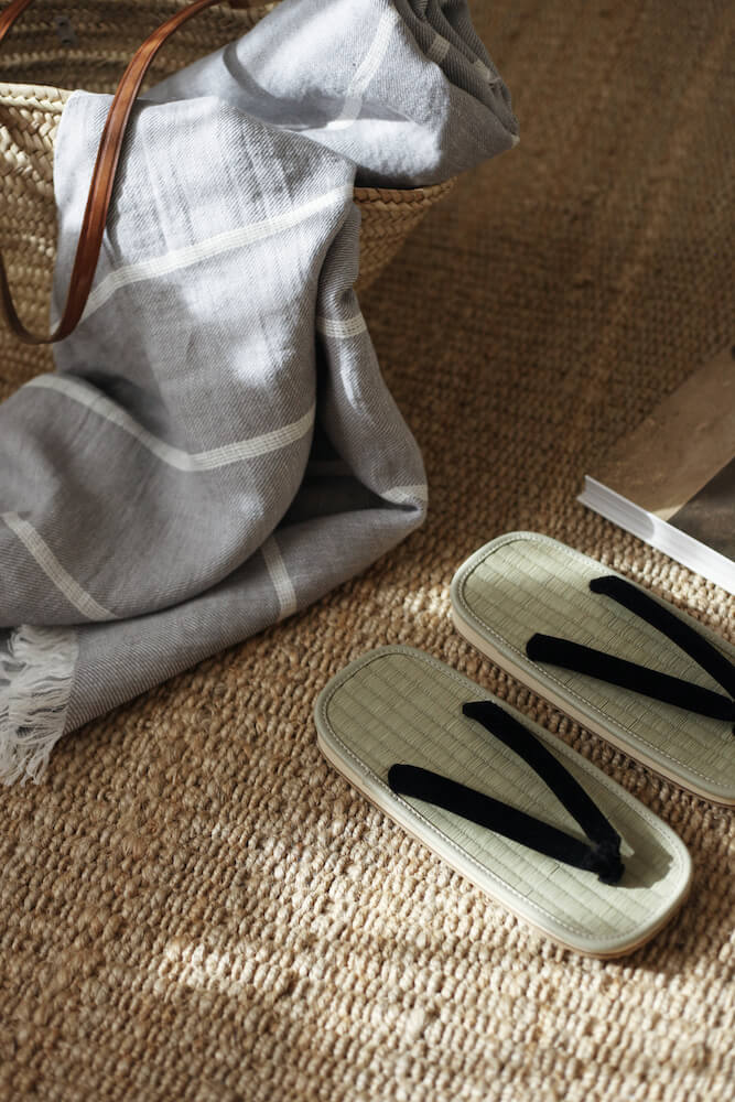 Gray Linen Beach Towel interior