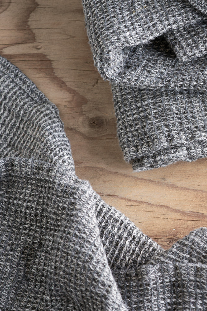 Waffle Linen bath towel, charcoal