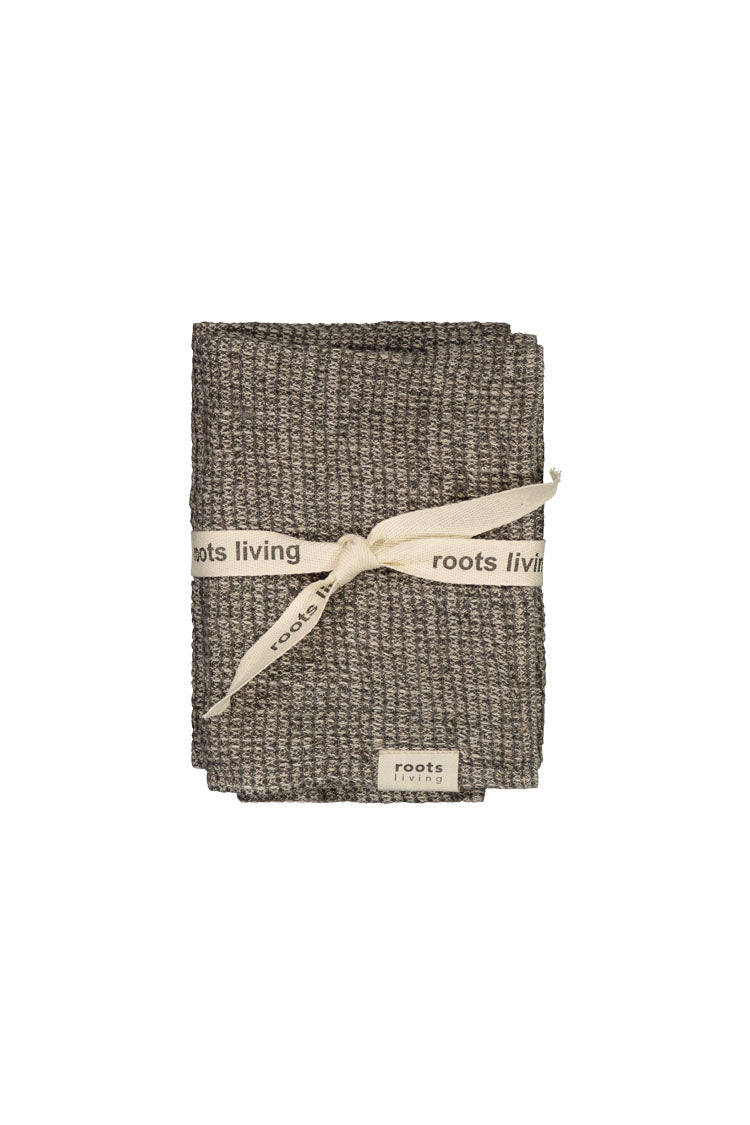 Waffle Linen hand towel 2 pcs, charcoal