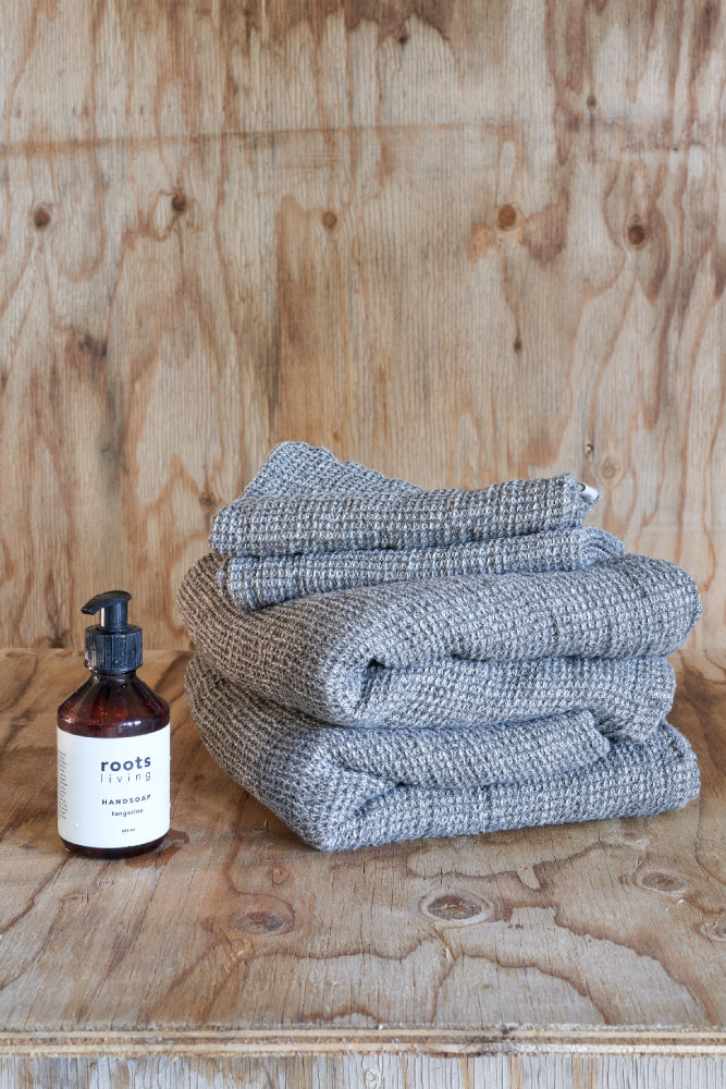 Waffle Linen bath towel, charcoal