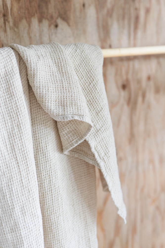 Waffle Linen kylpypyyhe, luonnonvärinen