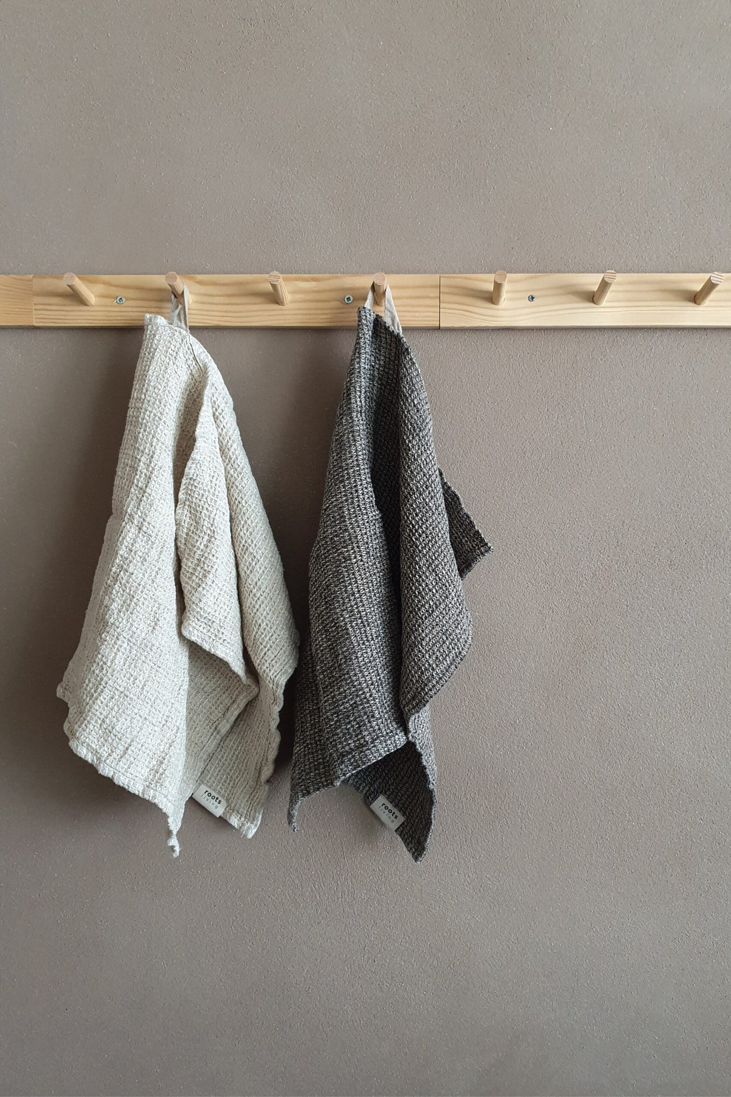 Waffle Linen hand towel 2 pcs, charcoal