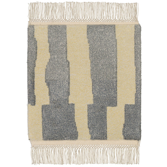 Roots Living Pilari Blue-Vanilla rug sample in size 50x50 cm.  Pilari-maton mallipala sävyssä sininen-vanilja ja koossa 50x50 cm. Tuotekuva.