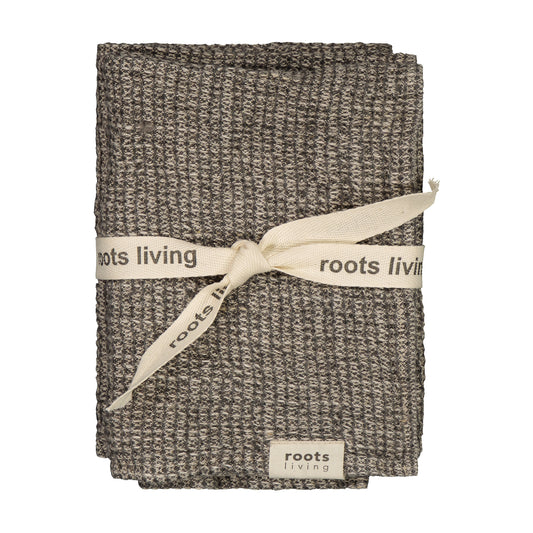 Waffle Linen hand towel 2 pcs, charcoal