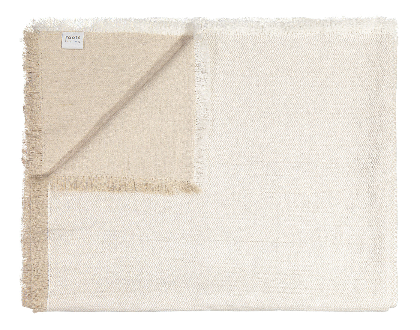 Fishbone Linen bedspread, white