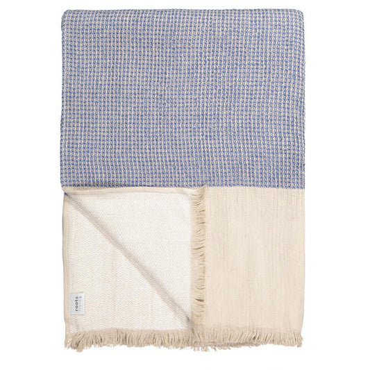 Waffle Linen Throw Blue