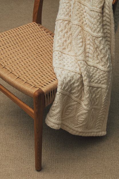 Knitted Wool Throw White