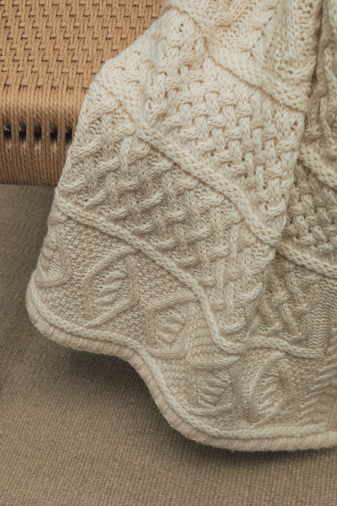 Knitted Wool -torkkupeitto villaa, valkoinen