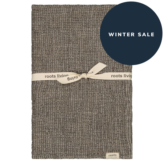 Waffle Linen bath towel, charcoal